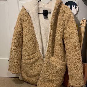 soft teddy bear jacket size small (fits more like m/l bc of length) with hood.